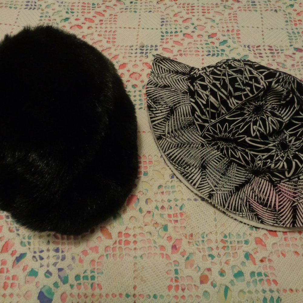 FAUX FUR HAT & PRETTY SUNHAT 2 - Picture 1 of 6
